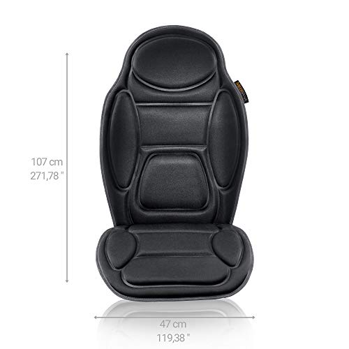 Medisana MCH Funda de asiento de masaje, funda de masaje con vibración, 5 programas, funda de asiento de coche para hombro, espalda, calefacción del asiento con función de calentamiento