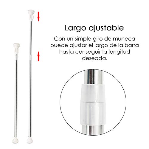MERCURY TEXTIL – Barra extensible para ropero y cortina de ducha, sin taladros ni tornillos. (140-260CM)