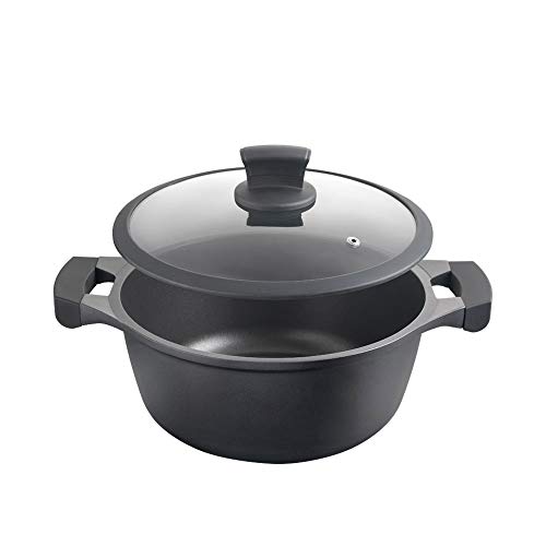 Metaltex XPERT-Cacerola Alta Aluminio Fundido, 24 cm, Antiadherente ILAG 3 Capas, Full Induction válido para Todo Tipo de cocinas, Negro