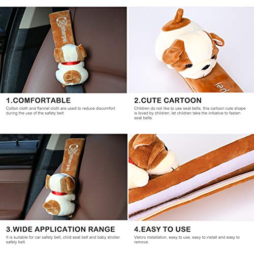 MHwan Funda de cojín para cinturón de Seguridad de Coche para niños, Cinturones de seguridad para niños, Almohadilla de cinturón de seguridad suave para niños, niñas, 2 piezas, 6,5x23 cm