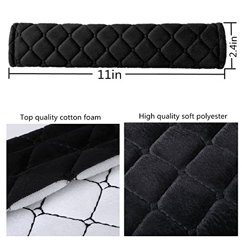 MIKAFEN Almohadillas de arnés para cinturón de seguridad, almohadillas cómodas para cinturón de seguridad de coche, 2 correas de gancho y bucle, fundas para cinturón de seguridad (negro)