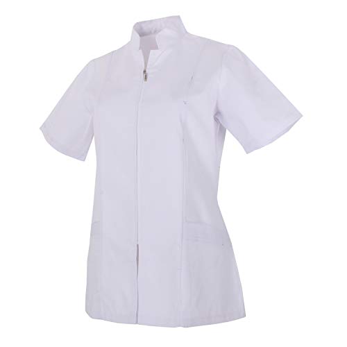 MISEMIYA - Casaca SEÑORA Cierre Cremallera Manga Corta Uniforme Laboral CLINICA Hospital Limpieza Veterinaria SANIDAD HOSTERERÍA- Ref.829 - L, Blanco