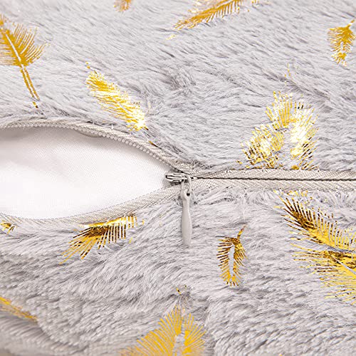 MIULEE Funda de Cojine Estampado de Plumas Doradas Funda de Almohada Sofá Throw Cojín Decoración Almohada Caso de la Cubierta Decorativo para Sala de Estar 45x45cm 2 Piezas Gris