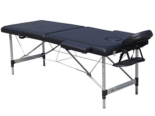 Mobiclinic, Camilla de Masaje Plegable, CA-01 Light, Mesa de Masaje, Reposacabezas, Aluminio y Polipiel, 2 cuerpos, Camilla Plegable Fisioterapia, Altura Regulable, 186x60 cm, Portátil, Negra