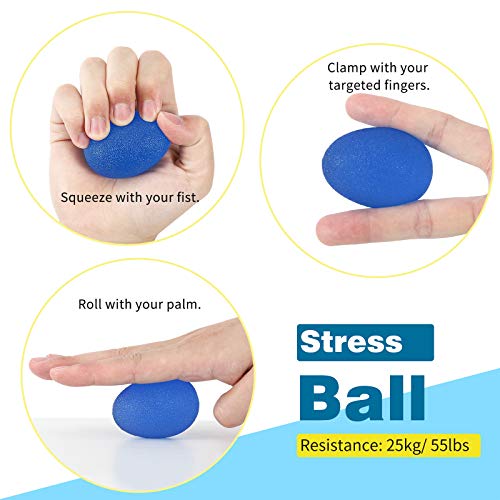 MoKo Juego de Fortalecedor de Mano para Entrenamiento, [6 PZS] Herramienta Empuñadura de Mano para Entrenamiento Antebrazo, Ejercitador de Dedos Ideal para Aliviar del Estrés del Muñecas, Dedos, Azul