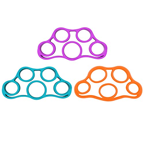 MoKo Pelota Ejercicio Mano, Ejercitador de Dedos y Fortalecedor de Manos para Entrenamiento de Fuerza Thera-Band, Reflexología del Estrés, Alivio y Terapia del Dolor Muscular, Morado/Lago Azul/Naranja