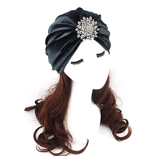 MoreChioce Musulmana Sombrero Retro Bandana Cap,Mujer Turbante Sombrero Head Wrap Headwear para Cáncer,Quimioterapia,Pèrdida de Pelo,Negro