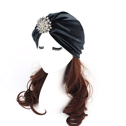MoreChioce Musulmana Sombrero Retro Bandana Cap,Mujer Turbante Sombrero Head Wrap Headwear para Cáncer,Quimioterapia,Pèrdida de Pelo,Negro
