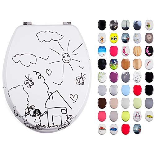 MSV d'Enfants Asiento DE BAÑO MDF Jardin de Infantes-BISAGRAS DE Acero Inoxidable, Dibujo, 42.5x36.5x1.7 cm