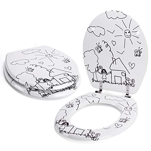 MSV d'Enfants Asiento DE BAÑO MDF Jardin de Infantes-BISAGRAS DE Acero Inoxidable, Dibujo, 42.5x36.5x1.7 cm
