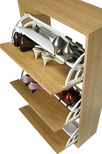 MUEBLECASA.COM Zapatero 2 Puertas Roble, Madera, 82cm x 60cm x 25cm