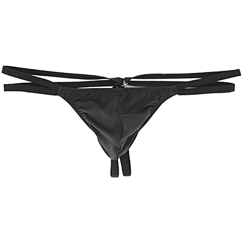 Mufeng Calzoncillos con Espalda en T para Hombre Tanga Sexy con Bolsa de Bulto de Cintura Baja Elástica Ropa Interior de Noche Negro XXL