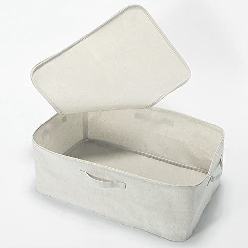 MUJI Caja de Almacenamiento de Tela Suave de Poliéster, Lino y Algodón, con Tapa, XL