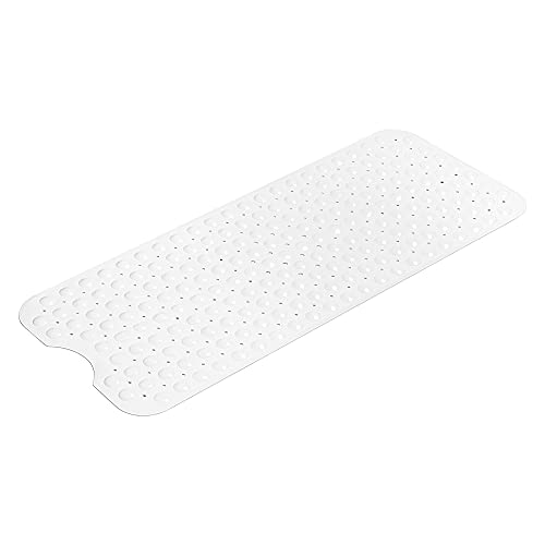 Navaris Alfombrilla Antideslizante para la bañera - Alfombra para Ducha de 100 x 41 CM - Estera antiresbalante de baño para Mayores niños - Blanco