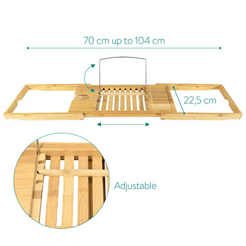 Navaris Bandeja Plegable para Cama - Mesa de bambú para bañera y sofá con Patas - Bandeja con Soporte para Poner Varios Objetos - Mesilla Auxiliar