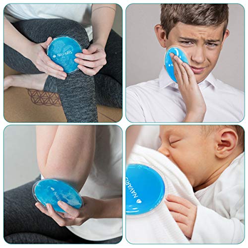 Navaris Set de 10x compresa de gel - Juego de almohadillas reutilizables - Bolsas de gel para aplicar calor y frío - Incluye 2x funda de algodón