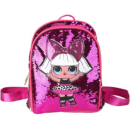 needlid Mochila Transpirable con Lentejuelas para niños, Bandolera, Mochila Ligera Inodoro, Uso Infantil para Uso Infantil(28 * 26 * 6cm-Rose Red)