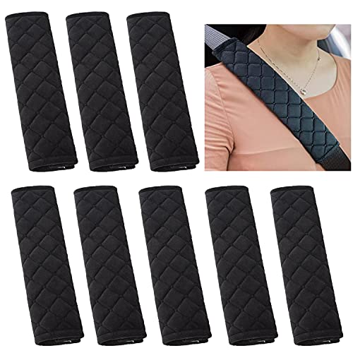 NEPAK 8 Almohadillas Protectoras Para Cinturón De Seguridad De Coche,Almohadilla Para Hombro Para Cinturón De Seguridad,Adecuada Para Adultos y Niños,Compatible Con Todos Los Coches (Negro)
