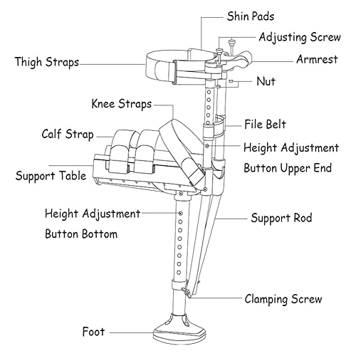 Nlight Muleta De Rodilla Ajustable con Manos Libres Muletas De Manos Libres Telescópicas Antideslizantes De Una Pierna,Soporte De Movilidad De Rodilla Ajustable En Altura para Fracturas De Tobillo