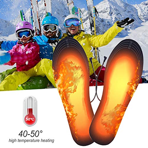 Nuonove Plantillas Calefactables, Calentadores de Pies, Thermosoles con Cable USB, Suelas Calentables, para Hombres Mujeres para al Aire Libre Invierno Senderismo Camping, Cortable Talla 41/46