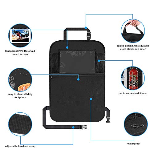 Organizadores Asientos Coche, ASANMU 2 Pack Organizadores para Coche Kick Mats de Coche Universal Protector Trasero del Asiento de Coche para Niños Infantil con Soporte de iPad Botella Bebida Juguetes