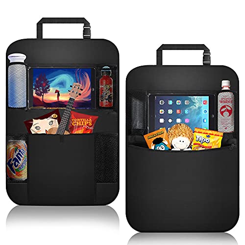 Organizadores Asientos Coche, ASANMU 2 Pack Organizadores para Coche Kick Mats de Coche Universal Protector Trasero del Asiento de Coche para Niños Infantil con Soporte de iPad Botella Bebida Juguetes