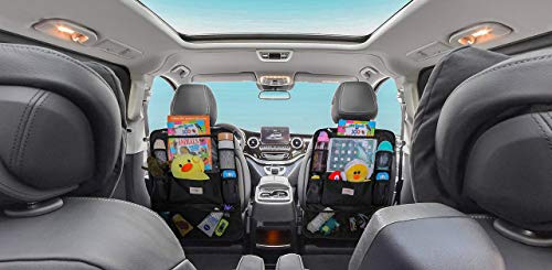 Organizadores para coche, Organizador Asiento Coche, SURDOCA 4 de la generación Organizador Coche niños, Ajuste con [10.5 & 9.7 & 7.9 iPad] Organizador Asiento. Negro,1pc