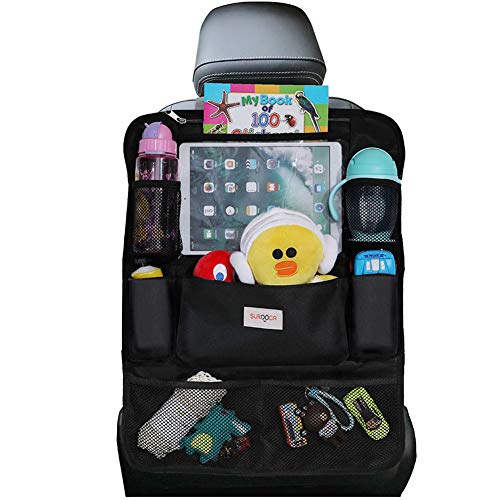 Organizadores para coche, Organizador Asiento Coche, SURDOCA 4 de la generación Organizador Coche niños, Ajuste con [10.5 & 9.7 & 7.9 iPad] Organizador Asiento. Negro,1pc