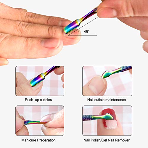 OurTop Pinza de Cutículas con Levantador de Cutícula Removedor, 5PCS Corta Cuticulas Alicate Para Cutículas y Herramienta de Cortador de Cutículas para Las Uñas de Dedos de Manos y Pies