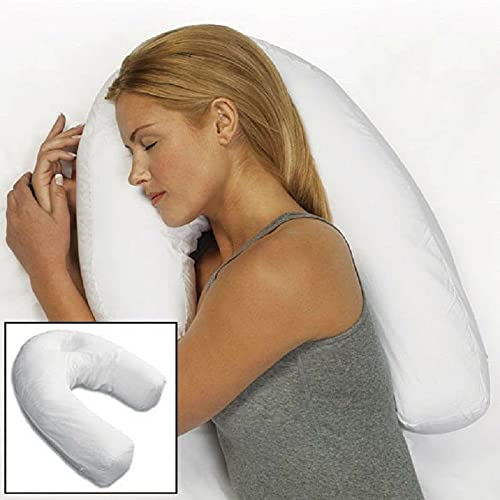 Overlord Almohada en forma de U; cojín de apoyo para el cuello, almohada ortopédica antialérgica con orificio para la oreja para dormir bien (color: blanco)