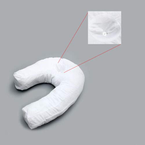 Overlord Almohada en forma de U; cojín de apoyo para el cuello, almohada ortopédica antialérgica con orificio para la oreja para dormir bien (color: blanco)
