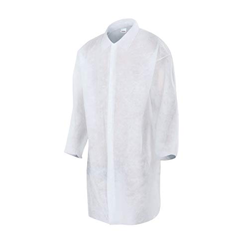 Pack 50 Batas de Visita de Polipropileno Desechables Sin Bolsillos Talla XL Cierre Velcro (Blanco)