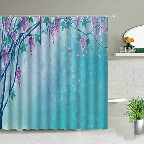 Paisaje Flor Cortina de Ducha Elegante Moderno Elegante Rosa Girasol Cactus Flor Cortina de Ducha decoración del hogar S.14 150x200cm
