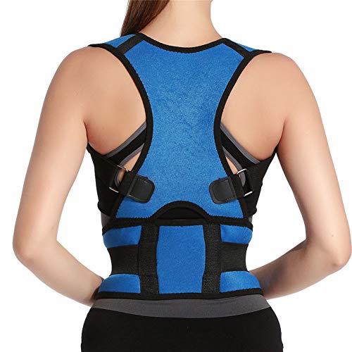 Panegy - Corrector de Postura para Hombre Mujer Unisex Soporte de Espalda Faja de Cintura Ajustable Alivar Dolor de Cuello Hombre Espalda - Azul - S