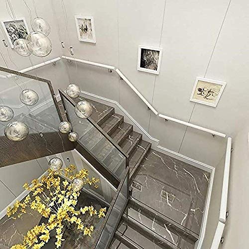 Pasamanos Pasamanos de Pared de Escaleras De Madera Blanco, Barandas Antideslizantes para Escalones Tipo Loft Varilla de Soporte Redonda Ayudas de Movilidad Modernas Barandilla 1m/2m/3m/4m/5m/6m de La
