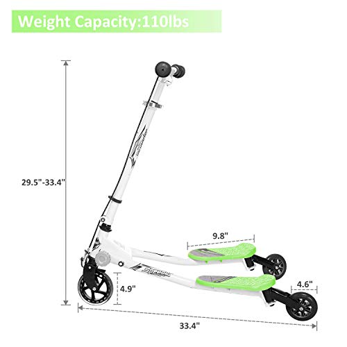 Patinete Scooter de 3 Ruedas Swing Y Fliker Scooter Plegable Altura Ajustable, para Niños de 5 +/Adolescentes/Adultos