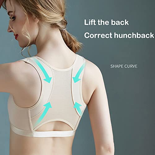 Pecho Brace Up Mujer Jorobada Ortesis Mama Respaldo Corrector de Postura Fajas Anti-cifosis Corrección Cinturón Sujetador Soporte Shaper Chaleco Tops (Piel, Mediano)