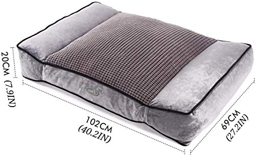 Pecute Cama Perro Ortopédica Colchón Perro Lavable Cama de Espuma viscoelástica para Perros con Funda Desenfundable Sofá Cama para Mascotas con Espuma De Caja De Huevos, Gris (L Altura 20cm)