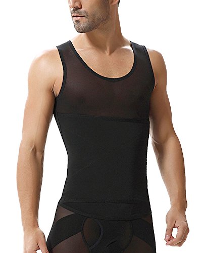 PengGeng Hombres Elasticidad Fajas Moldeadora Flaco Deportivas Corset para Adelgazar Chaleco Body Reductor Negro L