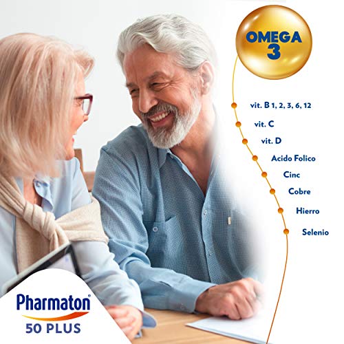 Pharmaton 50+ - Multivitamínico con Omega 3 - 30 cápsulas - Ayuda a mantener la energía a partir de los 50 años
