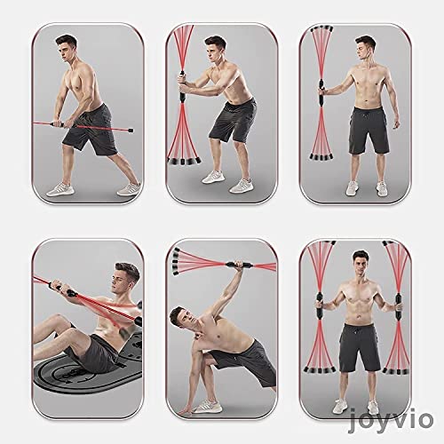 Pilates Bar Workout Equipment Barra de Entrenamiento de Alta frecuencia para el Cuerpo Barra elástica, Barra Multifuncional Desmontable, Equipo de Fitness de hasta 34 Libras de Resistencia HSWYJJPF