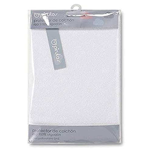 Pirulos Protector Colchón para Mini Cuna de Bebé/Protector de Colchón e Impermeable Anti Ácaros, Medidas 50x80cm Color Blanco