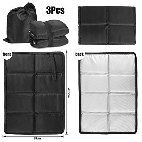 Plegable Almohadilla Cojines, Cojín de Asiento térmico, Asiento de Espuma,Prueba De Agua, Camping y Senderismo, o como cojín de Estadio,Sentarse de Viaje, 3pcs (Negro)