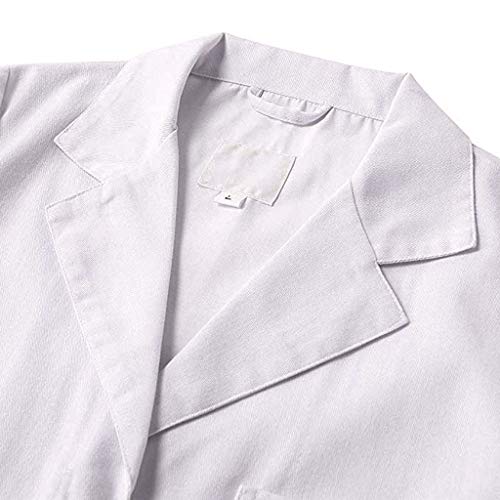 POLP Mujer Bata de Laboratorio Blanco Uniformes de Trabajo Adecuado para Estudiantes y Profesionales de la Medicina Ciencia Laboratorio Camisa de Manga Larga con Bolsillo