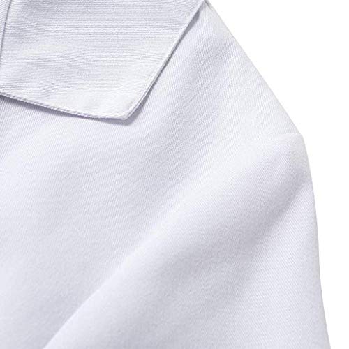 POLP Mujer Bata de Laboratorio Blanco Uniformes de Trabajo Adecuado para Estudiantes y Profesionales de la Medicina Ciencia Laboratorio Camisa de Manga Larga con Bolsillo