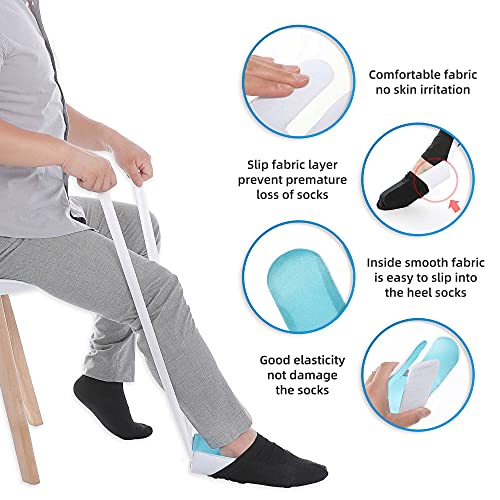 Poner Calcetines, Zapatos, Pantalones sin Agacharse, Calcetines fáciles de poner y Quitar, Ayuda a las Personas Mayores o con Movilidad Reducida a poner Calcetines, Calzador de Calcetines