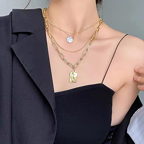 POSDN Vintage Punk Cadenas en el Collar de la Gargantilla del Cuello para Las Mujeres Color del Oro Collares de Cadena Gruesa Partido Boho Jewelry