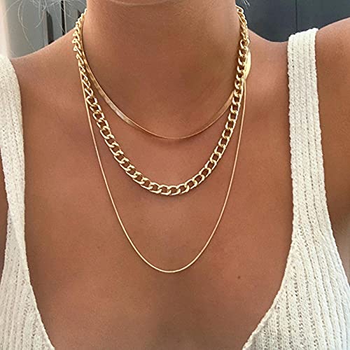 POSDN Vintage Punk Cadenas en el Collar de la Gargantilla del Cuello para Las Mujeres Color del Oro Collares de Cadena Gruesa Partido Boho Jewelry