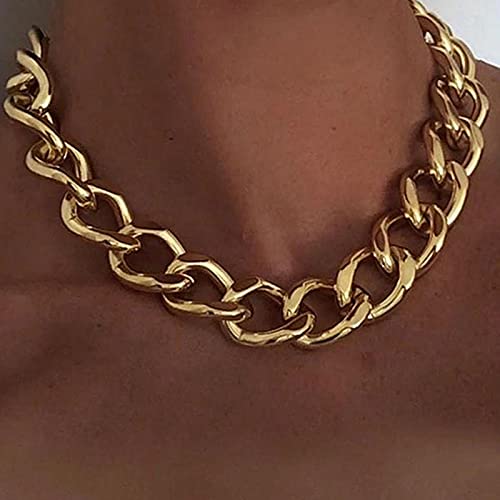 POSDN Vintage Punk Cadenas en el Collar de la Gargantilla del Cuello para Las Mujeres Color del Oro Collares de Cadena Gruesa Partido Boho Jewelry
