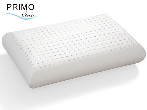 Primo Line Almohada de Látex Clásica Tamaño 40x60 cm Altura 14 cm con Funda de Almohada de Algodón extraíble